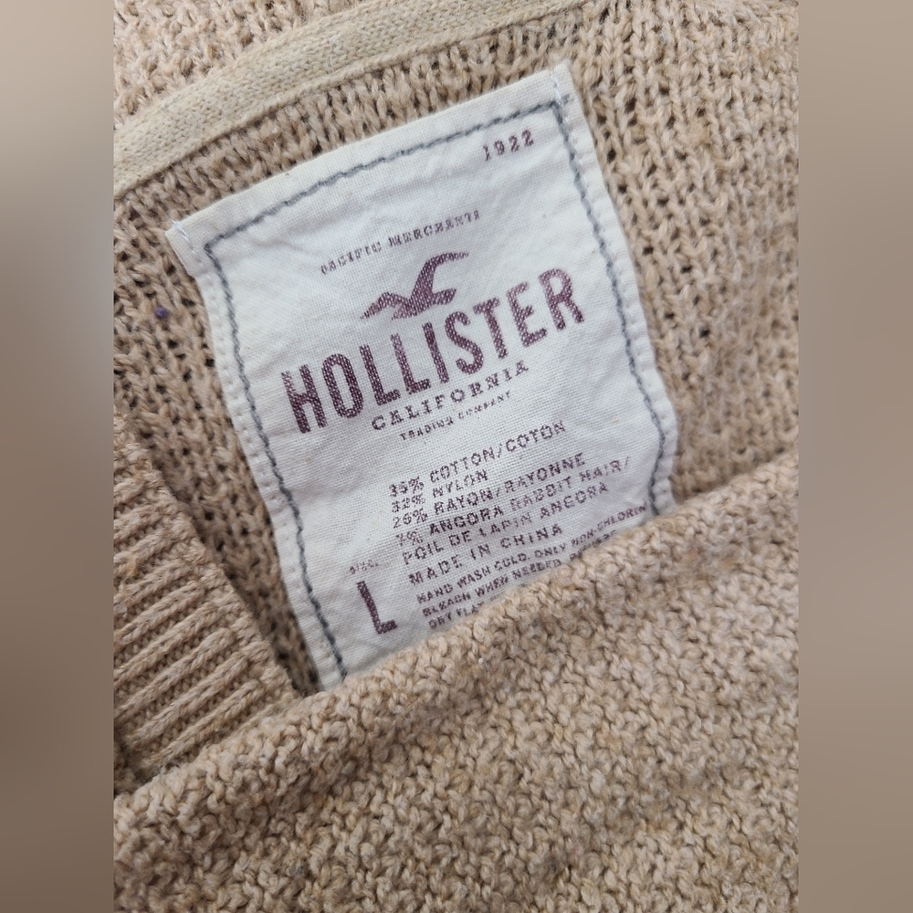 ♡ Y2K ♡ Hollister Tan Brown Angora Hooded Babydoll Sweater - Picture 9 of 9